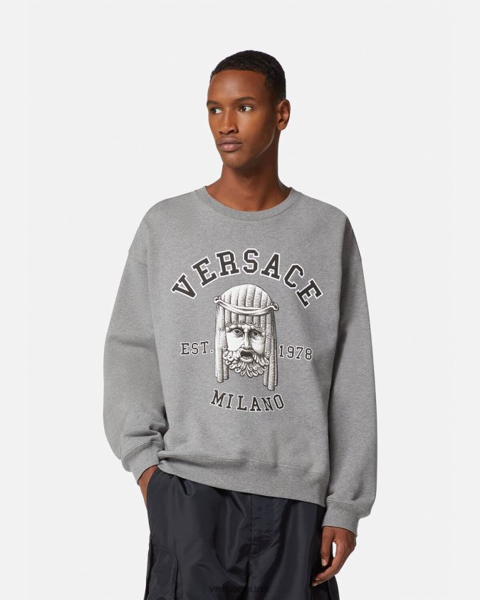 رجال تيشيرت بشعار لا ماشيرا Versace رمادي 0FVD2J1415 ملابس