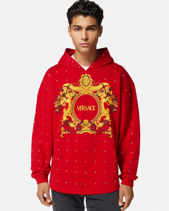 رجال هوديي شبكي من الكريستال الباروكي Versace أحمر 0FVD2J1421 ملابس