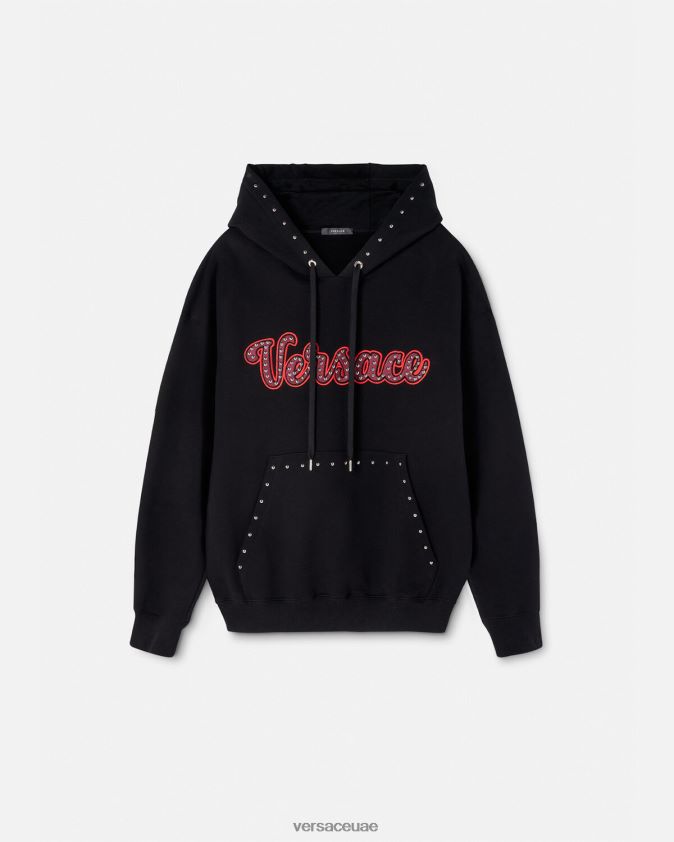 رجال هوديي مرصع بشعار فارسيتي Versace أسود 0FVD2J1425 ملابس