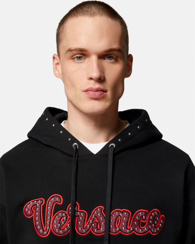 رجال هوديي مرصع بشعار فارسيتي Versace أسود 0FVD2J1425 ملابس