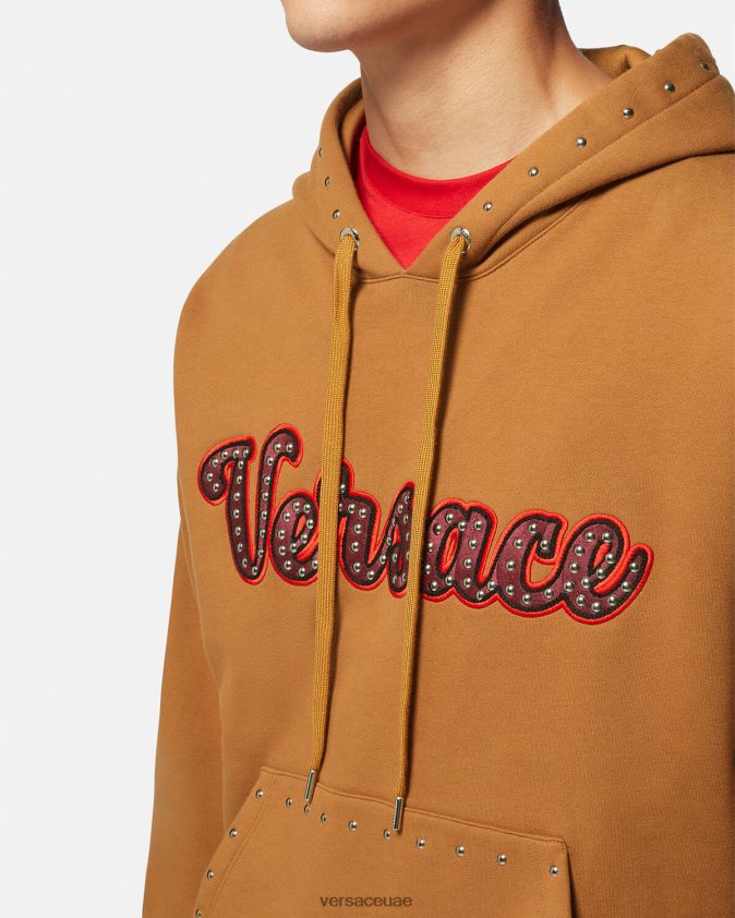 رجال هوديي مرصع بشعار فارسيتي Versace البرتقالي 0FVD2J1426 ملابس