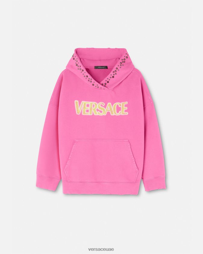 نحيف هوديي مرصع بشعار متعثر Versace لون القرنفل 0FVD2J143 ملابس