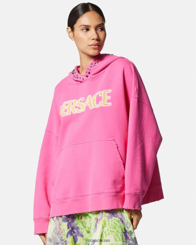 نحيف هوديي مرصع بشعار متعثر Versace لون القرنفل 0FVD2J143 ملابس