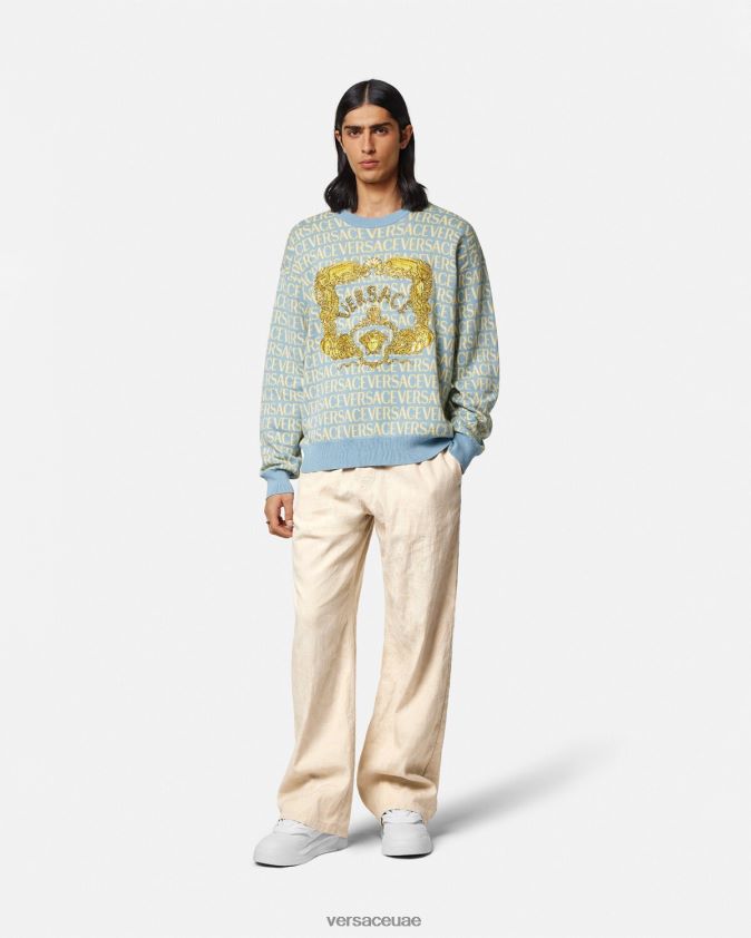 رجال باروكو صورة ظلية السراويل شامبراي Versace اللون البيج 0FVD2J1442 ملابس
