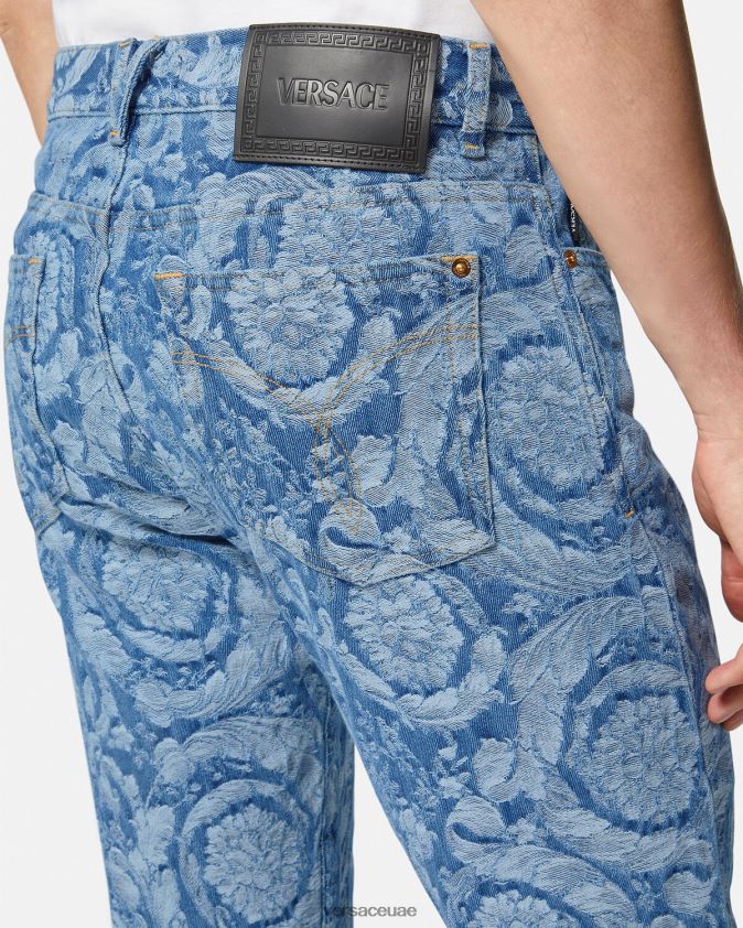 رجال الجينز صورة ظلية الباروك Versace الأزرق والطباعة 0FVD2J1448 ملابس