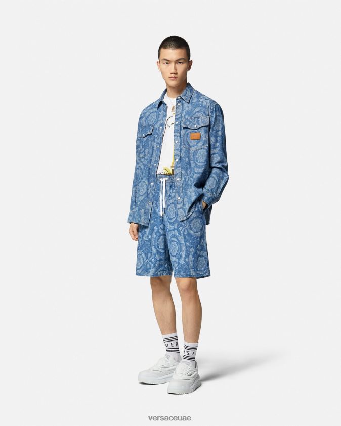 رجال باروكو شورت الدنيم صورة ظلية Versace الأزرق والطباعة 0FVD2J1449 ملابس
