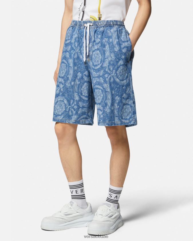 رجال باروكو شورت الدنيم صورة ظلية Versace الأزرق والطباعة 0FVD2J1449 ملابس