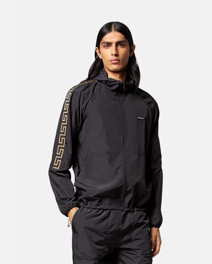 رجال سترة رياضية من النايلون اليوناني Versace أسود 0FVD2J1452 ملابس