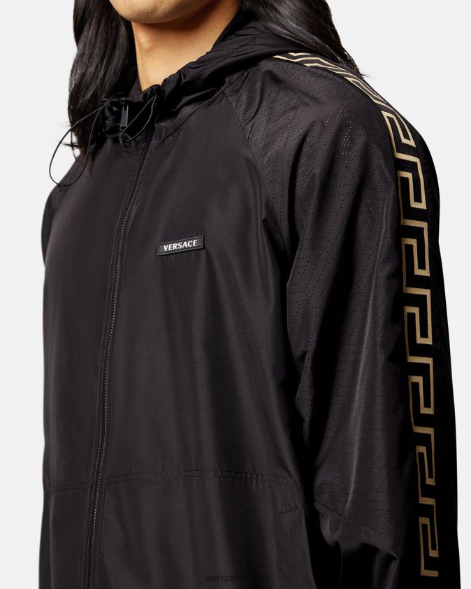 رجال سترة رياضية من النايلون اليوناني Versace أسود 0FVD2J1452 ملابس