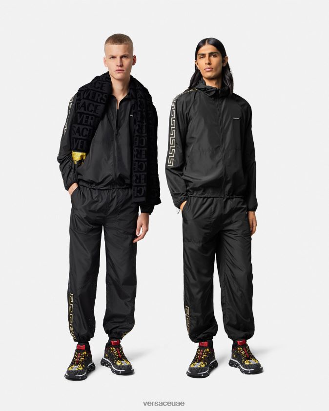 رجال بنطال رياضي من النايلون اليوناني Versace أسود 0FVD2J1453 ملابس