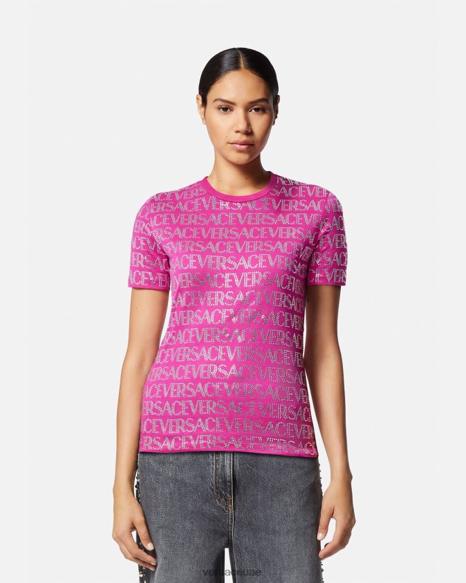 نحيف الكريستال كل انحاء تي شيرت Versace ضارب الى الحمرة 0FVD2J146 ملابس
