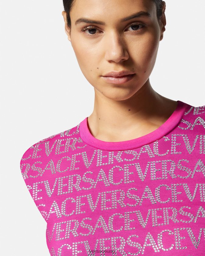 نحيف الكريستال كل انحاء تي شيرت Versace ضارب الى الحمرة 0FVD2J146 ملابس