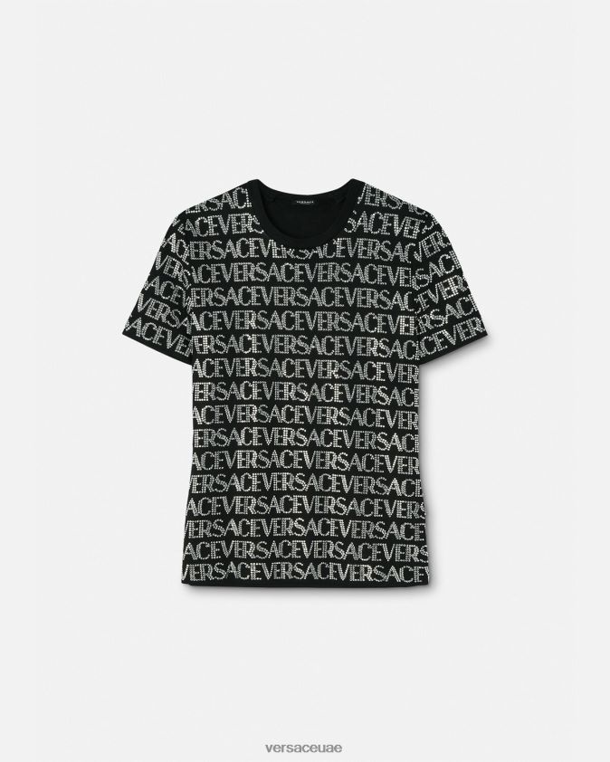 نحيف الكريستال كل انحاء تي شيرت Versace أسود 0FVD2J147 ملابس