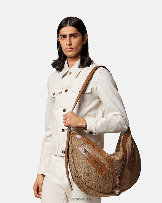 رجال تكرار كل انحاء حقيبة المتشرد الكبيرة Versace بني 0FVD2J1499 أكياس