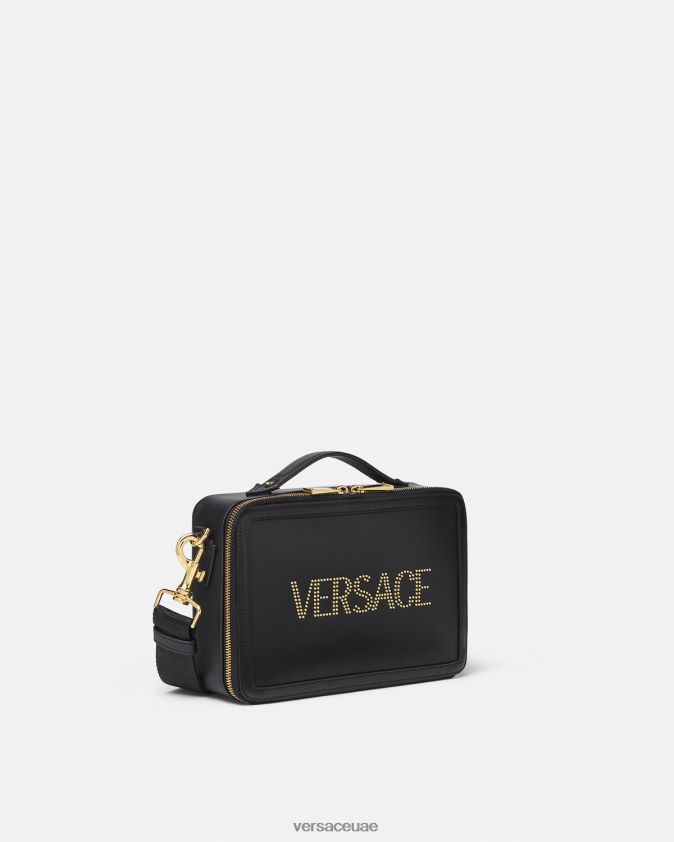 رجال حقيبة ساعي مرصعة بالشعار Versace أسود 0FVD2J1502 أكياس