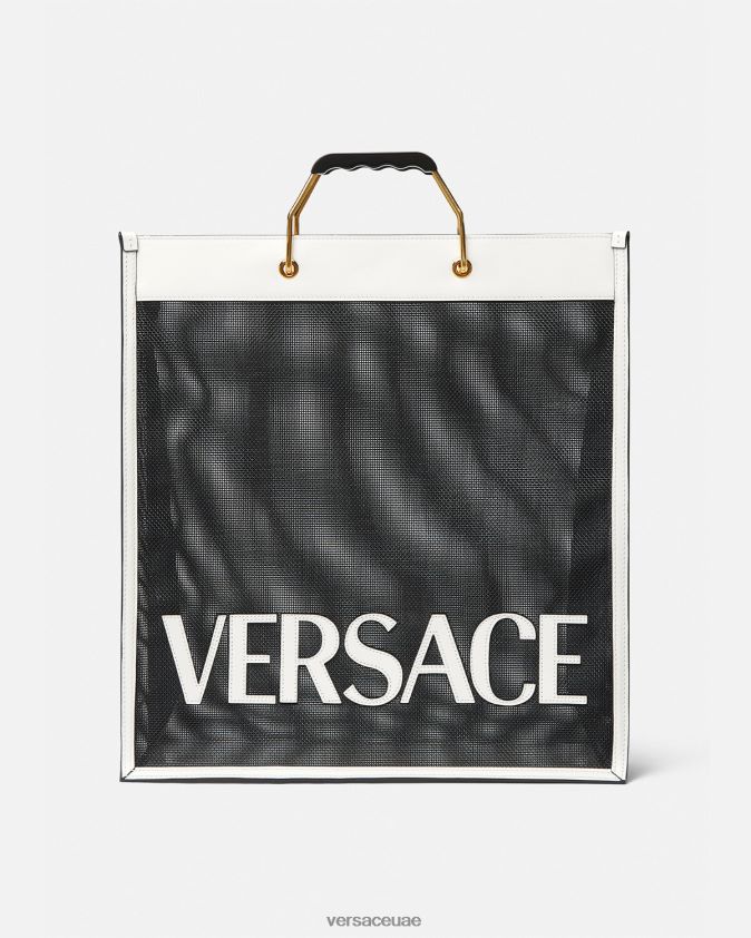 رجال حقيبة حمل المتسوق Versace أبيض وأسود 0FVD2J1508 أكياس