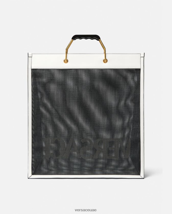 رجال حقيبة حمل المتسوق Versace أبيض وأسود 0FVD2J1508 أكياس