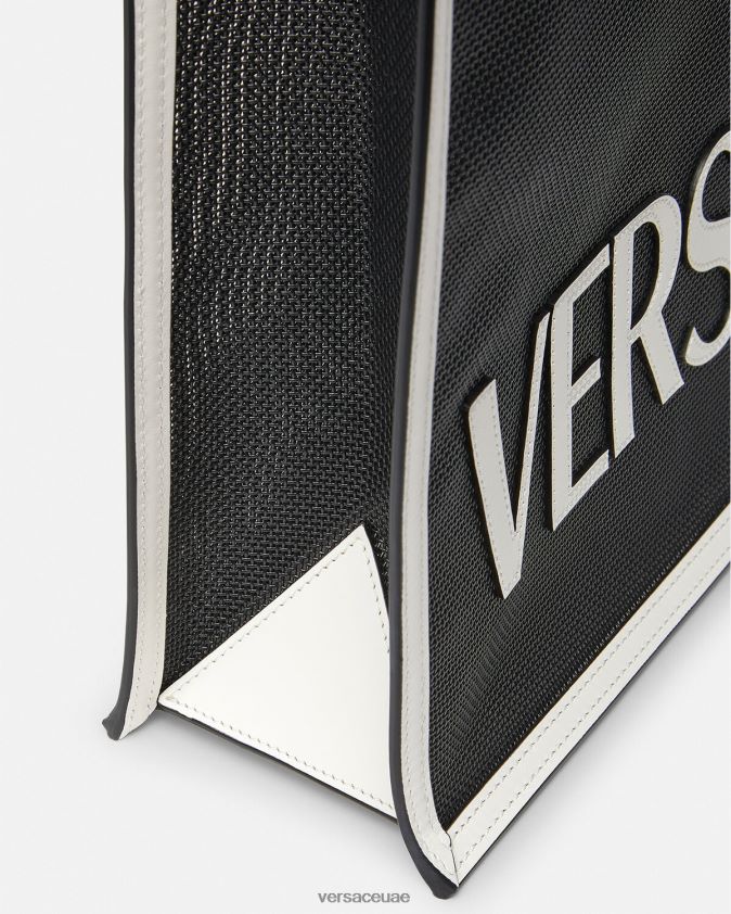 رجال حقيبة حمل المتسوق Versace أبيض وأسود 0FVD2J1508 أكياس