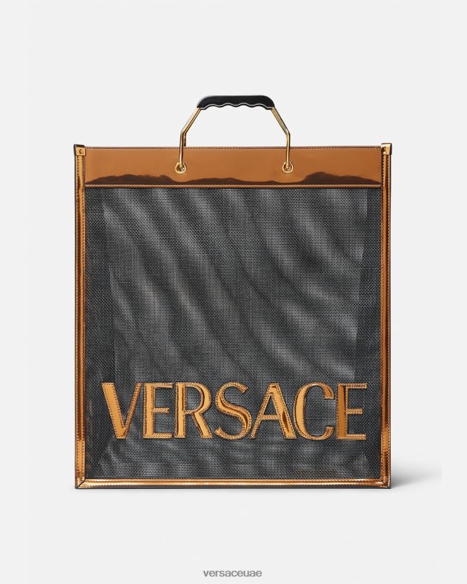 رجال حقيبة حمل طويلة للمتسوقين Versace الأسود والكراميل 0FVD2J1509 أكياس