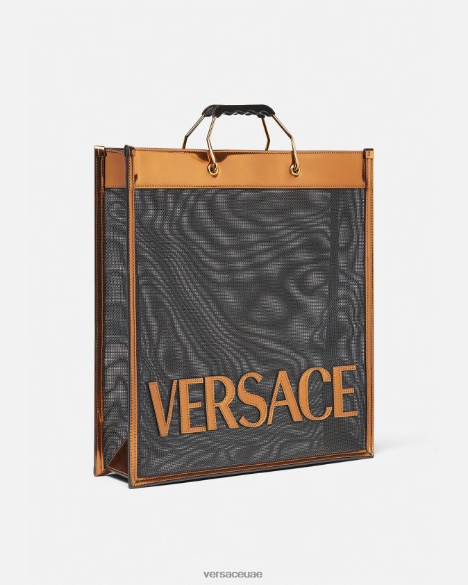 رجال حقيبة حمل طويلة للمتسوقين Versace الأسود والكراميل 0FVD2J1509 أكياس