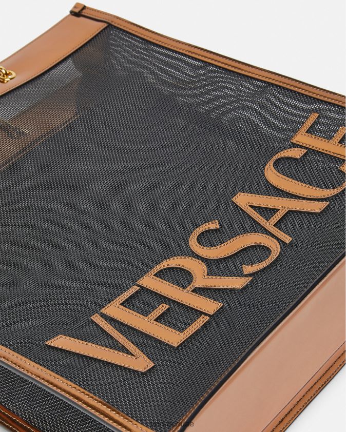 رجال حقيبة حمل طويلة للمتسوقين Versace الأسود والكراميل 0FVD2J1509 أكياس