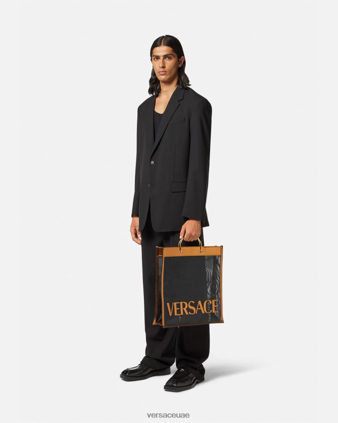 رجال حقيبة حمل طويلة للمتسوقين Versace الأسود والكراميل 0FVD2J1509 أكياس