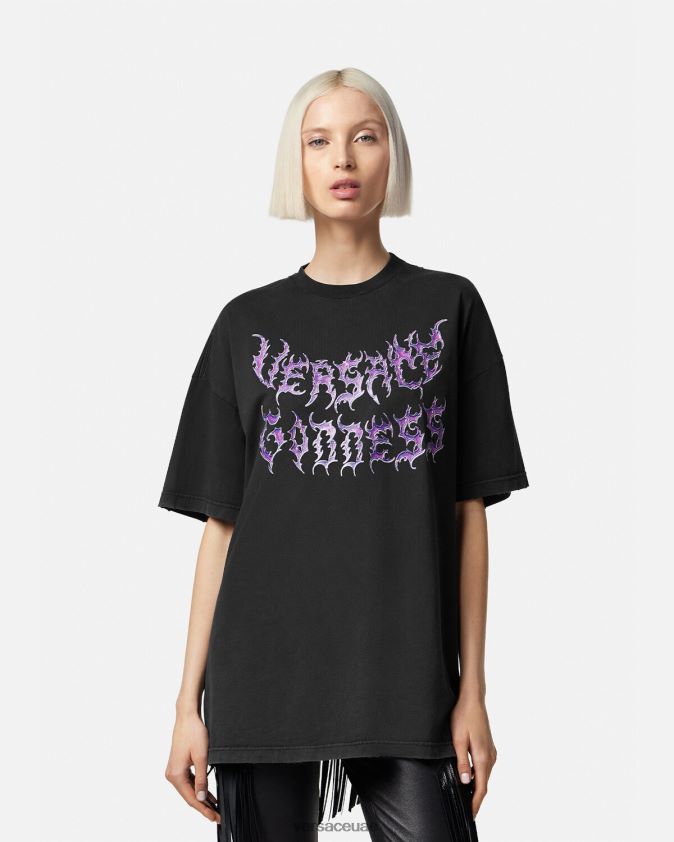 نحيف آلهة تي شيرت كبير الحجم Versace أسود 0FVD2J150 ملابس