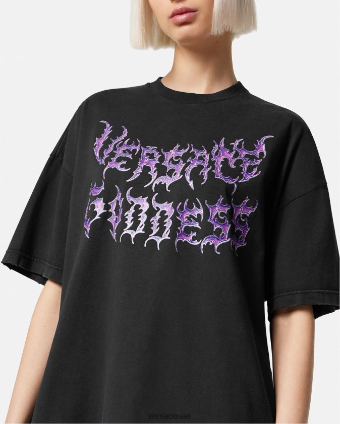 نحيف آلهة تي شيرت كبير الحجم Versace أسود 0FVD2J150 ملابس
