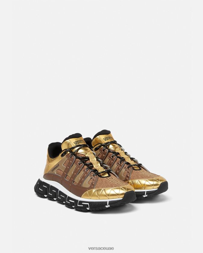 رجال أحذية تريجريكا الرياضية Versace البني والذهبي 0FVD2J1512 حذاء