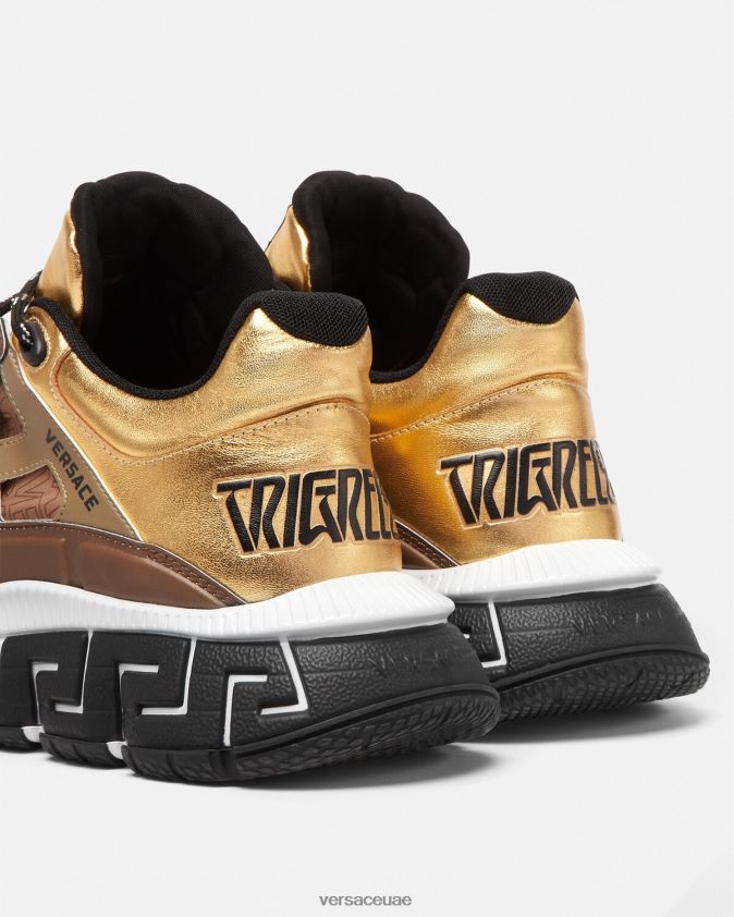 رجال أحذية تريجريكا الرياضية Versace البني والذهبي 0FVD2J1512 حذاء