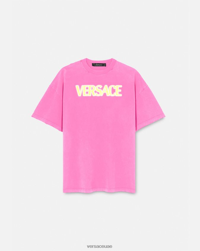 نحيف تي شيرت بشعار متعثر Versace لون القرنفل 0FVD2J152 ملابس