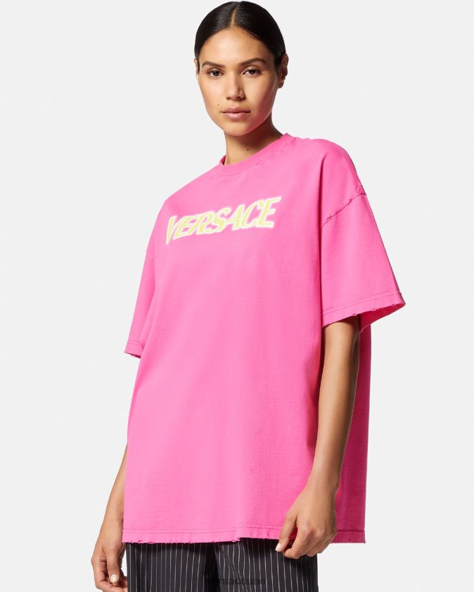 نحيف تي شيرت بشعار متعثر Versace لون القرنفل 0FVD2J152 ملابس