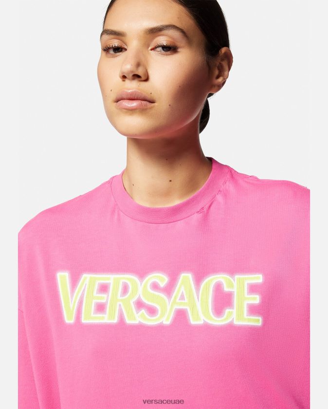 نحيف تي شيرت بشعار متعثر Versace لون القرنفل 0FVD2J152 ملابس