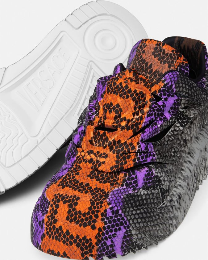 رجال حذاء أوديسيا الرياضي بطبعة بيثون يونانية Versace مطبعة 0FVD2J1539 حذاء
