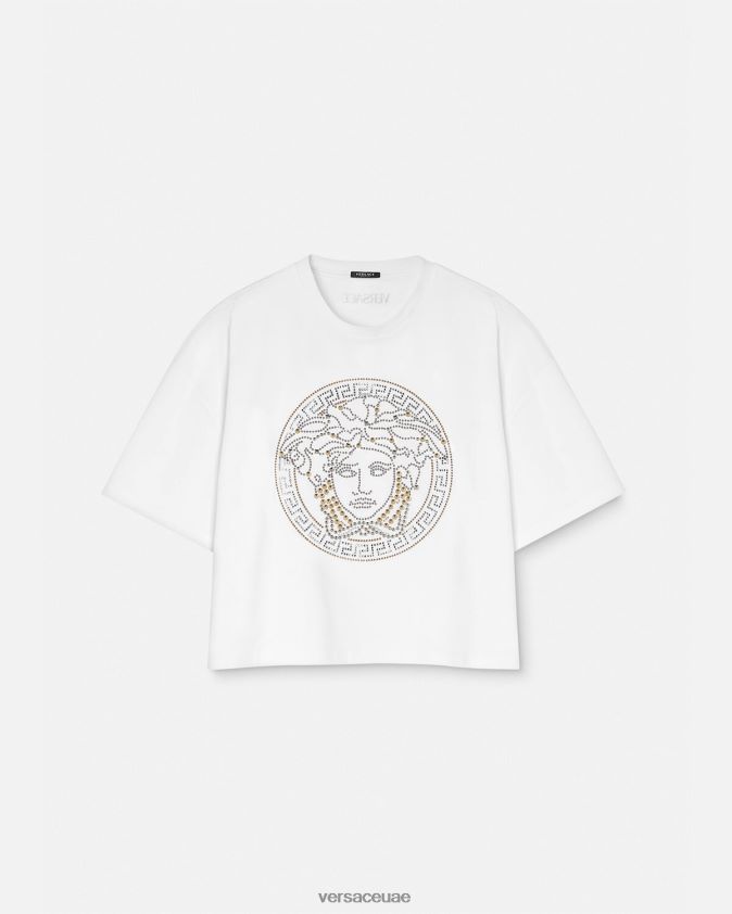 نحيف توب قصير مرصع بنقشة ميدوسا Versace أبيض 0FVD2J154 ملابس