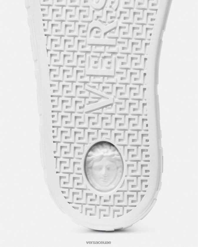رجال حذاء رياضي بشعار يوناني Versace ذهب ابيض 0FVD2J1549 حذاء