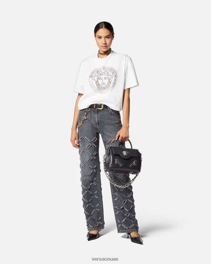 نحيف توب قصير مرصع بنقشة ميدوسا Versace أبيض 0FVD2J154 ملابس
