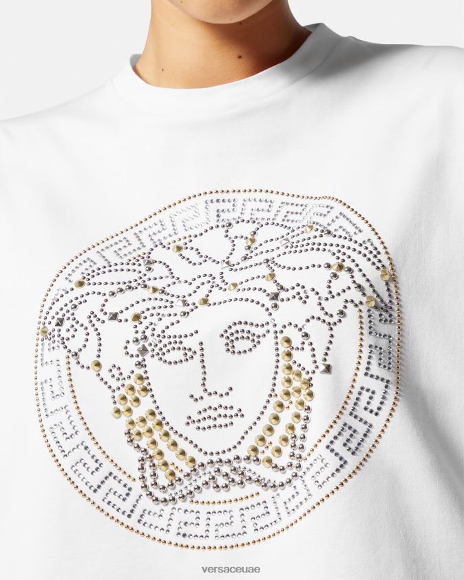 نحيف توب قصير مرصع بنقشة ميدوسا Versace أبيض 0FVD2J154 ملابس