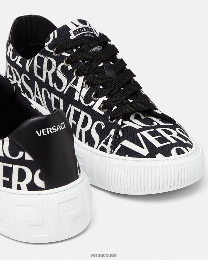 رجال كل انحاء المدربين اليونان Versace أسود وطباعة 0FVD2J1550 حذاء
