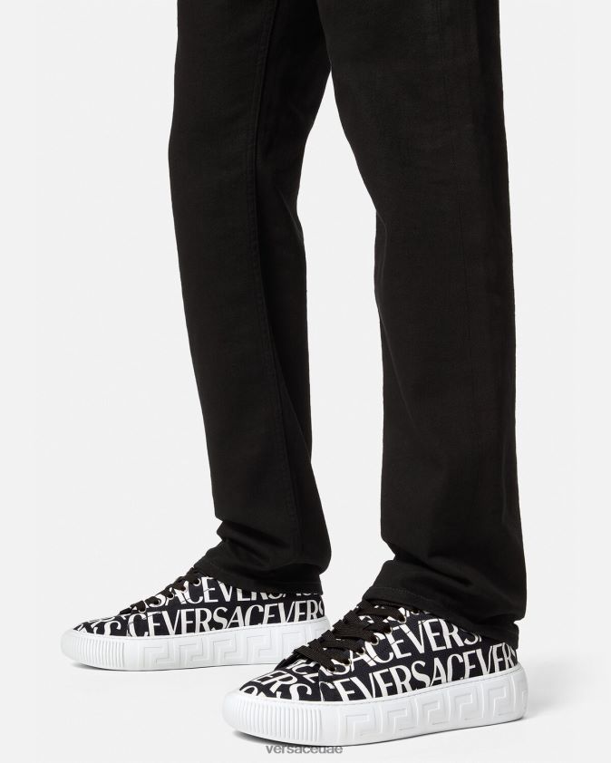 رجال كل انحاء المدربين اليونان Versace أسود وطباعة 0FVD2J1550 حذاء