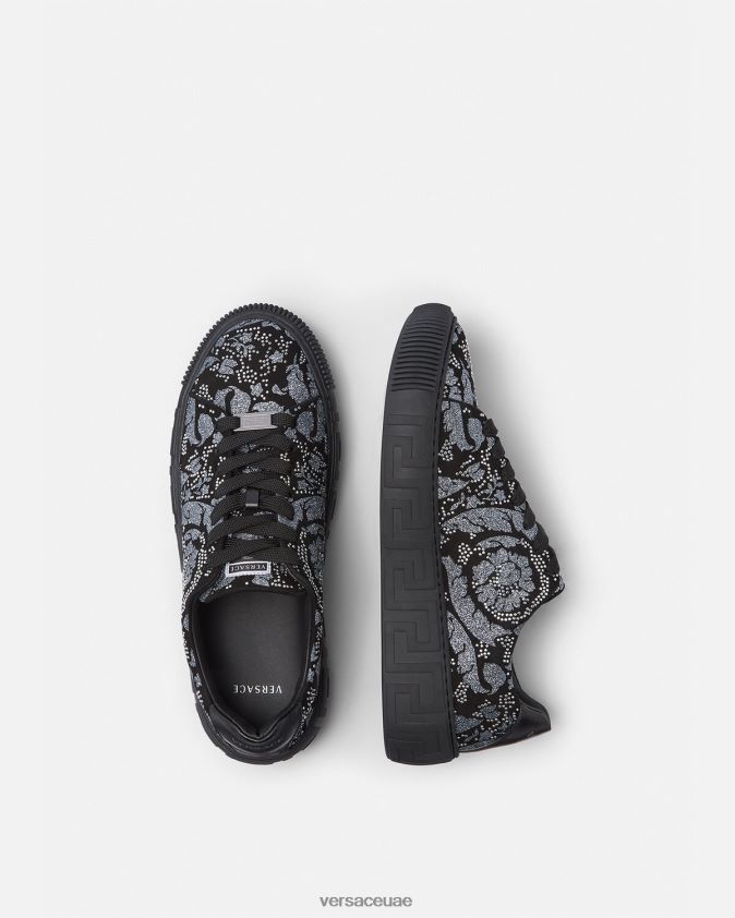 رجال حذاء رياضي يوناني مرصع Versace أسود 0FVD2J1555 حذاء
