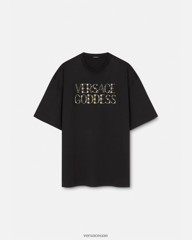 نحيف تي شيرت آلهة مرصع Versace أسود 0FVD2J156 ملابس