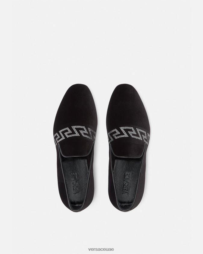 رجال نعال مخملية يونانية مرصعة Versace أسود 0FVD2J1572 حذاء