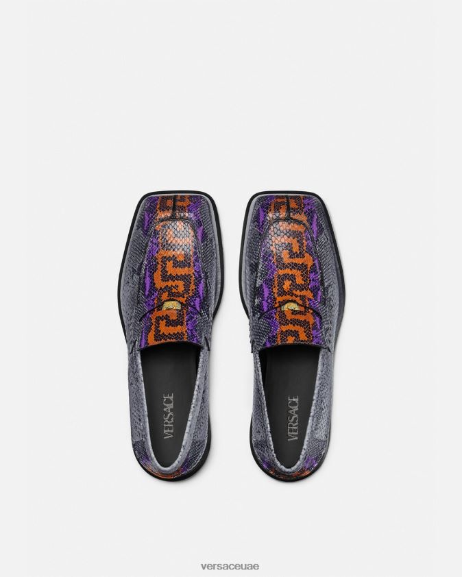 رجال حذاء لوفر مربع بطبعة بيثون يونانية Versace متعدد الألوان 0FVD2J1575 حذاء
