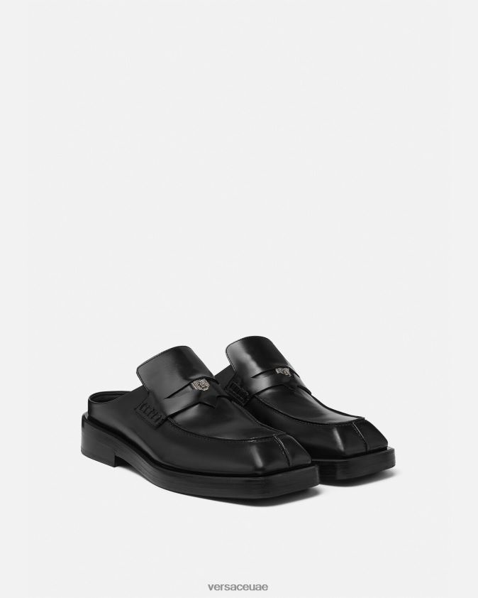رجال البغال متعطل مربعة Versace أسود 0FVD2J1576 حذاء