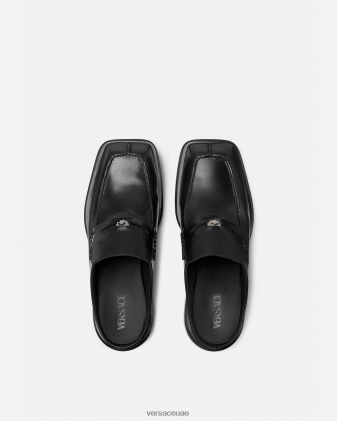 رجال البغال متعطل مربعة Versace أسود 0FVD2J1576 حذاء