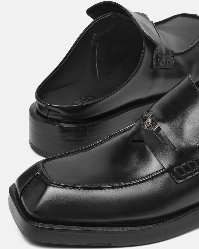 رجال البغال متعطل مربعة Versace أسود 0FVD2J1576 حذاء