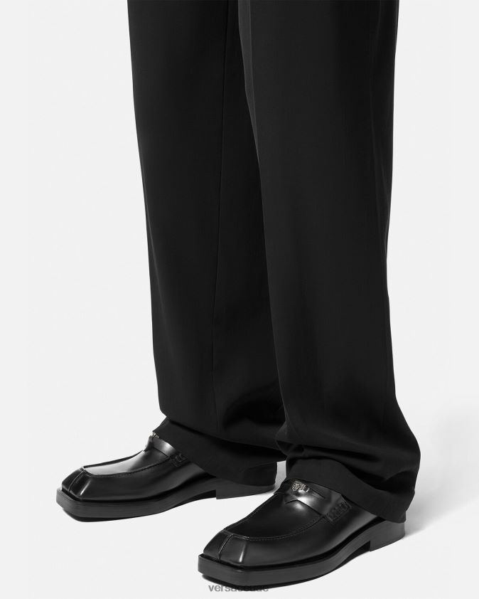 رجال البغال متعطل مربعة Versace أسود 0FVD2J1576 حذاء