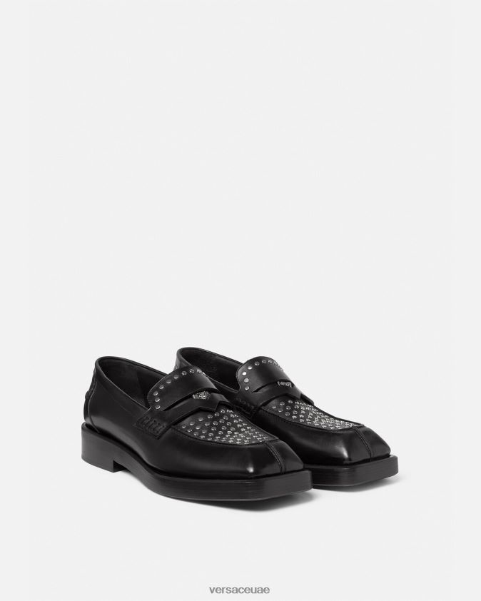 رجال حذاء لوفر مربع مرصع Versace أسود 0FVD2J1578 حذاء
