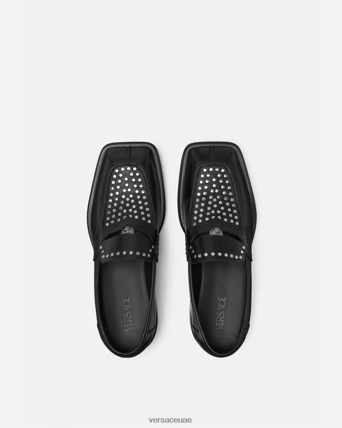 رجال حذاء لوفر مربع مرصع Versace أسود 0FVD2J1578 حذاء
